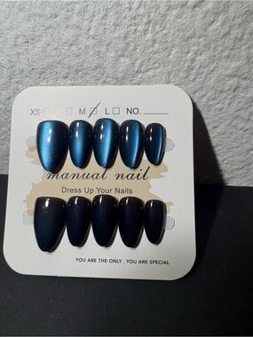 Manual Nails Cat-eye Navy Press-On